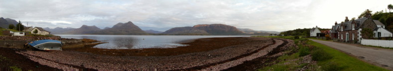Panorama from the Fishing Pier in Inveralligin Village - Torridon, Scotland