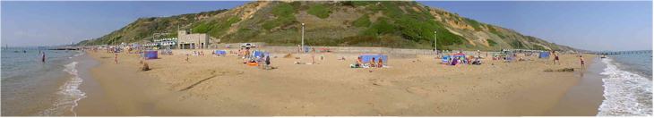 Panorama of the beach at Bournemouth, UK - On a sunny August weekend! 