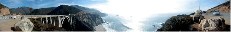 Panoramic View from near Bixby Bridge - Built 1932 - On the Pacific Highway Route 1, Big Sur, California.