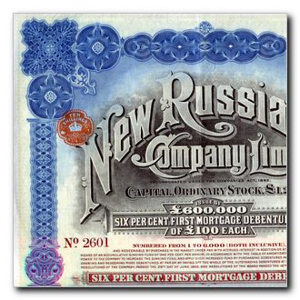 Click to enlarge New Russia Company - Share Certificate