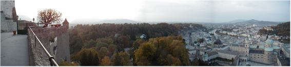 View from the Salzburg Castle, down towards the Old City - Die Alte Stadt - and the Cathedral