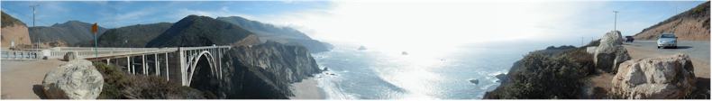 Panoramic View from Bixby Bridge - Built 1932 - Route 1 - Pacific Ocean Road - California