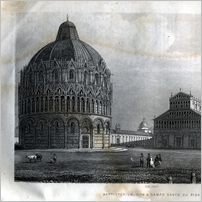 Click to enlarge Historic Map, Engraving or Timetable of Pisa or  Northern Italy
