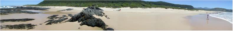 The wonderful beach at Nature's Valley - Tsitsitkamma National Park - Looking back towards the land and the path to the small shop and restaurant.
