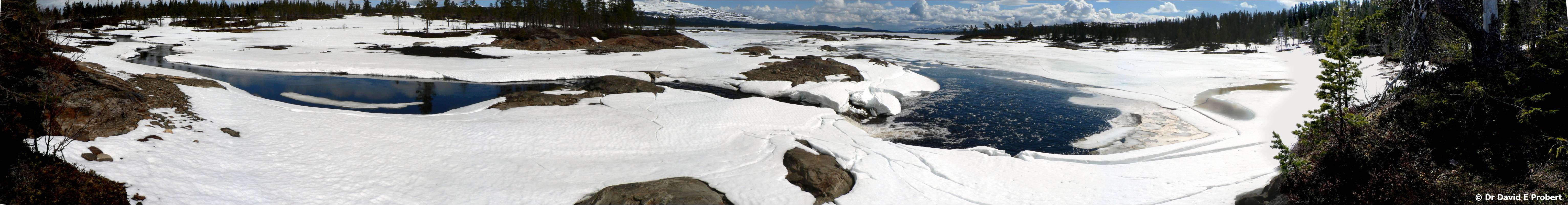 Melting Ice and Snow along Ottsjostrommen River and Sagviken Bay (436Meters)- Anjan Lake - Jamtland, Sweden - 7th May 2007