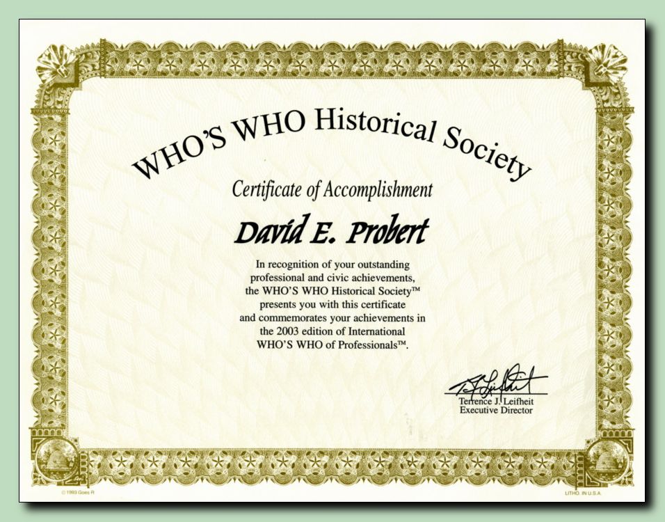 Who's Who in the World of Professionals - 2003
