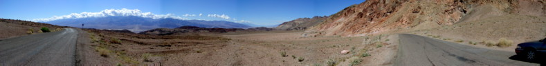 Along the road to Artist's Palette above Death Valley Salt Flats
