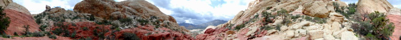 View up the Red-Rock Canyon towards the natural water pools