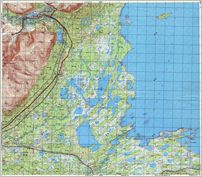 Map 18 -    - South-Western  End of the Umbozero Lake  - Click to enlarge this map to Full Size - File size is typically around 4Mbytes so please be patient! 