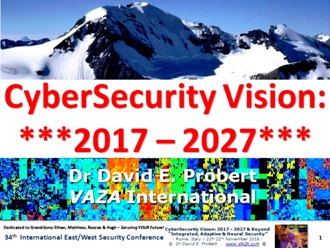 Cybersecurity Vision 2017 to 2027 and Beyond! - Machine Learning and Artificial Intelligence!