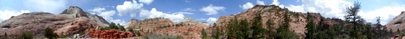 View across the Upper Zion Canyon near the natural rock tunnel