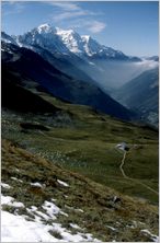 Click to enlarge Vertical Alpine Photo - French, Swiss and Austrian Alps